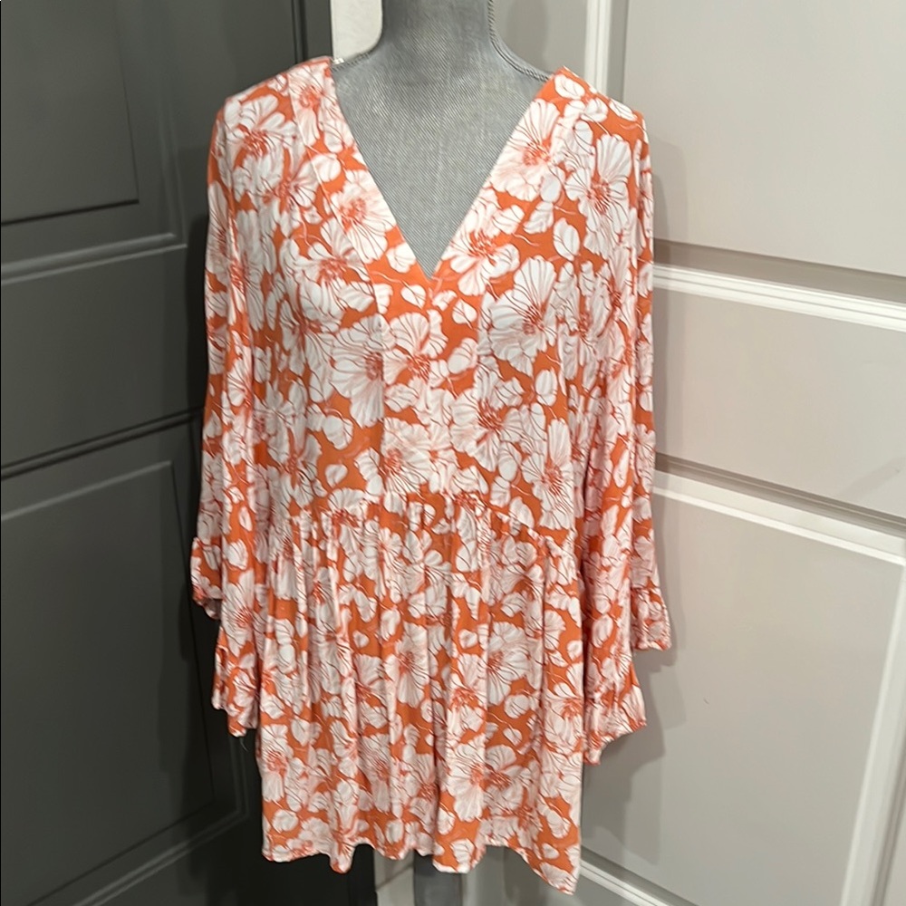 Cynthia Rowley Orange and White Floral Dress.